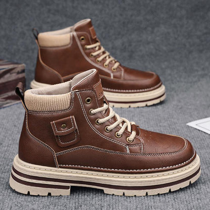 Men's British-Style Retro Leather Martin Boots