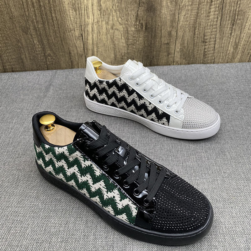Men's Hot-Fix Rhinestone Low-Top Sneakers