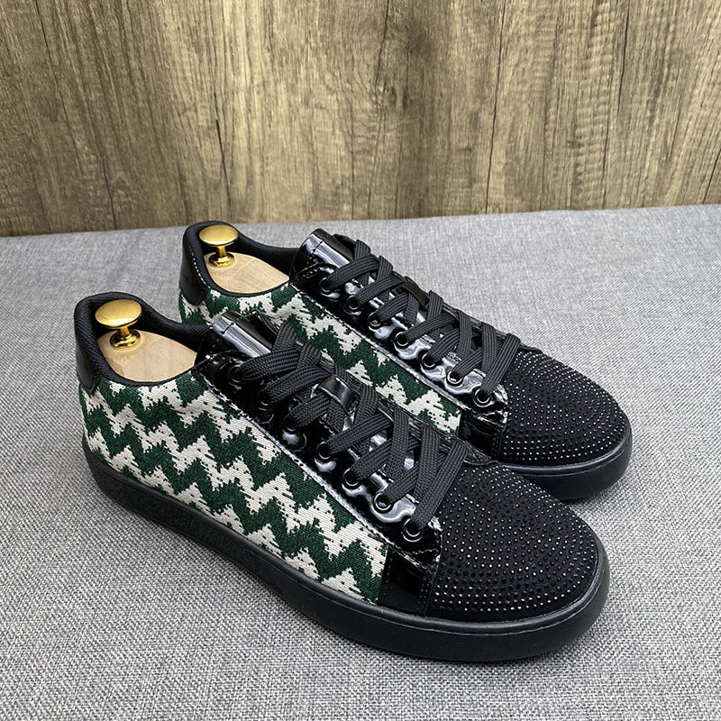 Men's Hot-Fix Rhinestone Low-Top Sneakers
