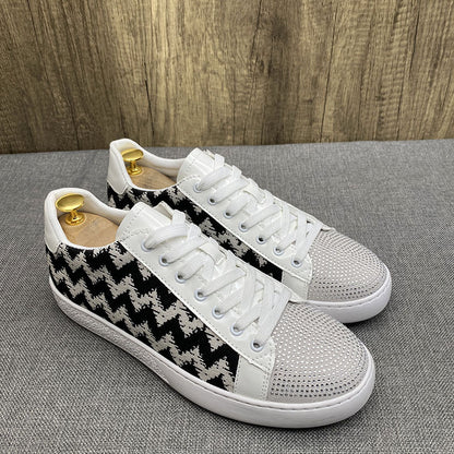 Men's Hot-Fix Rhinestone Low-Top Sneakers