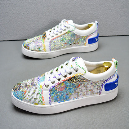Men's Rhinestone Graffiti Casual Sneakers