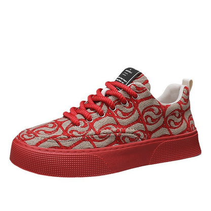 Men's Printed and Embroidered Fabric Casual Shoes