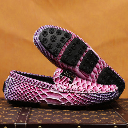 Men's Snake-Print Soft-Soled Driving Shoes