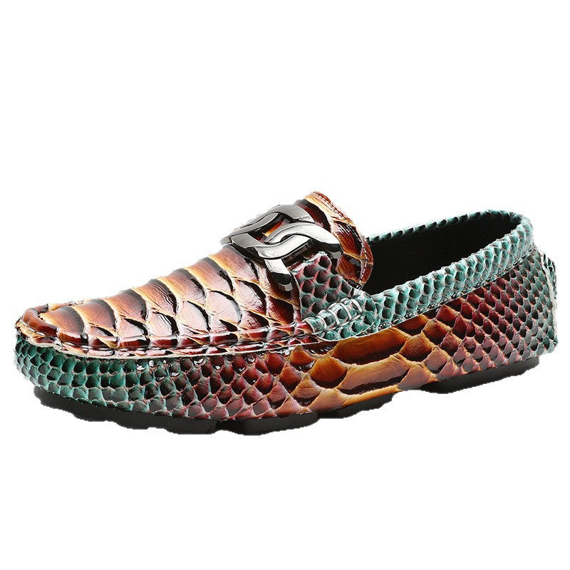 Men's Snake-Print Soft-Soled Driving Shoes