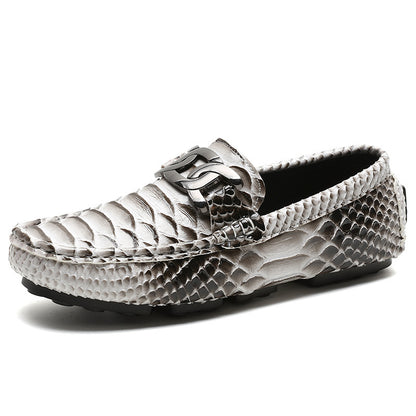 Men's Snake-Print Soft-Soled Driving Shoes