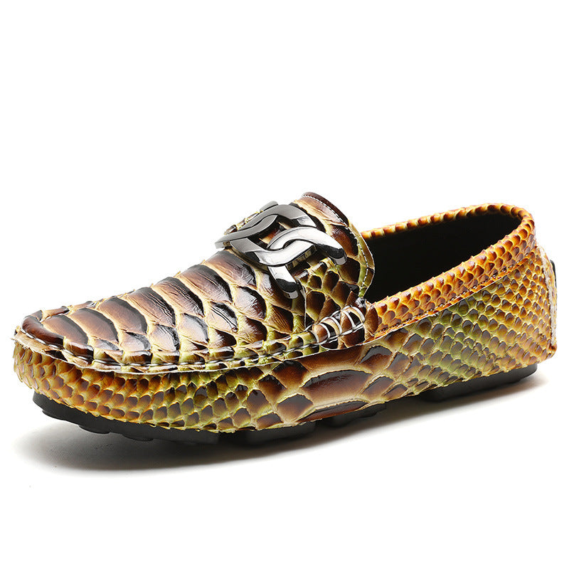 Men's Snake-Print Soft-Soled Driving Shoes