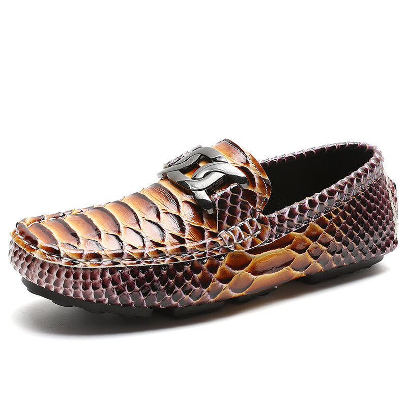 Men's Snake-Print Soft-Soled Driving Shoes