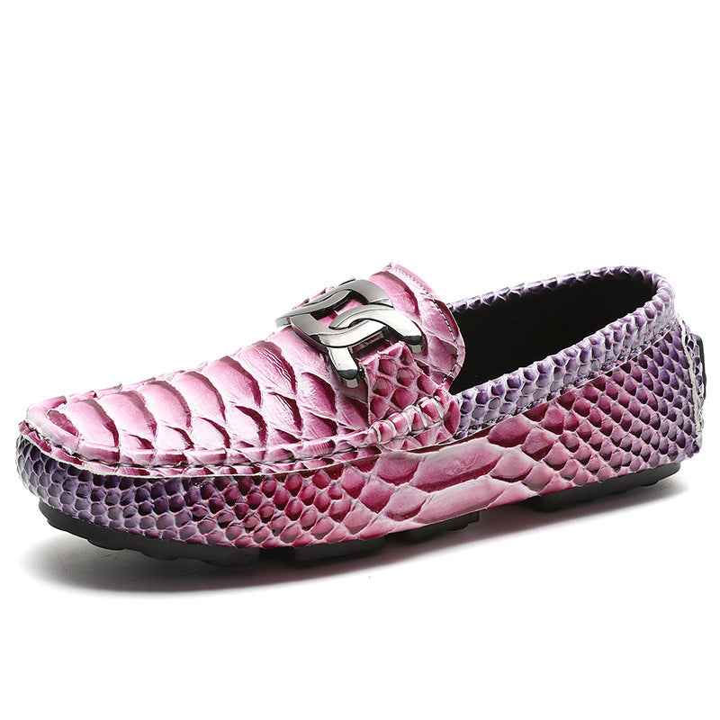 Men's Snake-Print Soft-Soled Driving Shoes