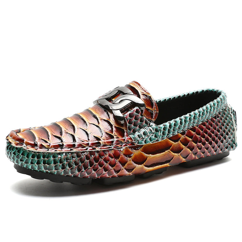 Men's Snake-Print Soft-Soled Driving Shoes