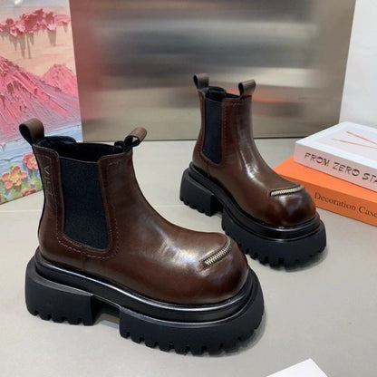Zippered Chunky-Soled Platform Chelsea Boots