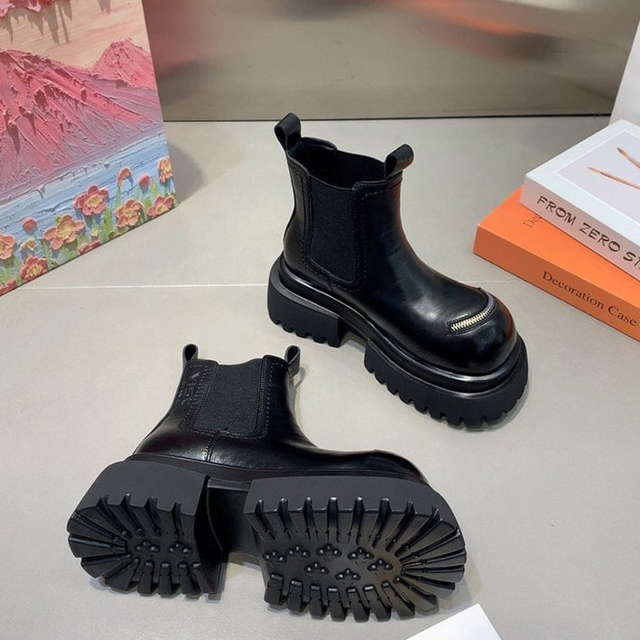 Zippered Chunky-Soled Platform Chelsea Boots