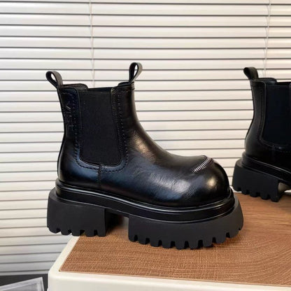 Zippered Chunky-Soled Platform Chelsea Boots
