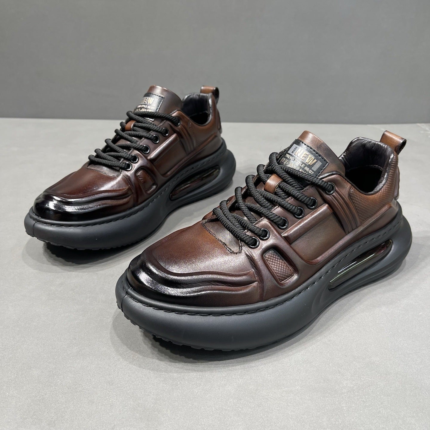 Men's First-Grain Leather Air-Cushioned Sneakers