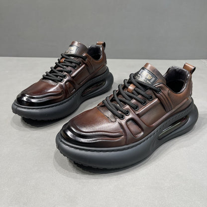 Men's First-Grain Leather Air-Cushioned Sneakers