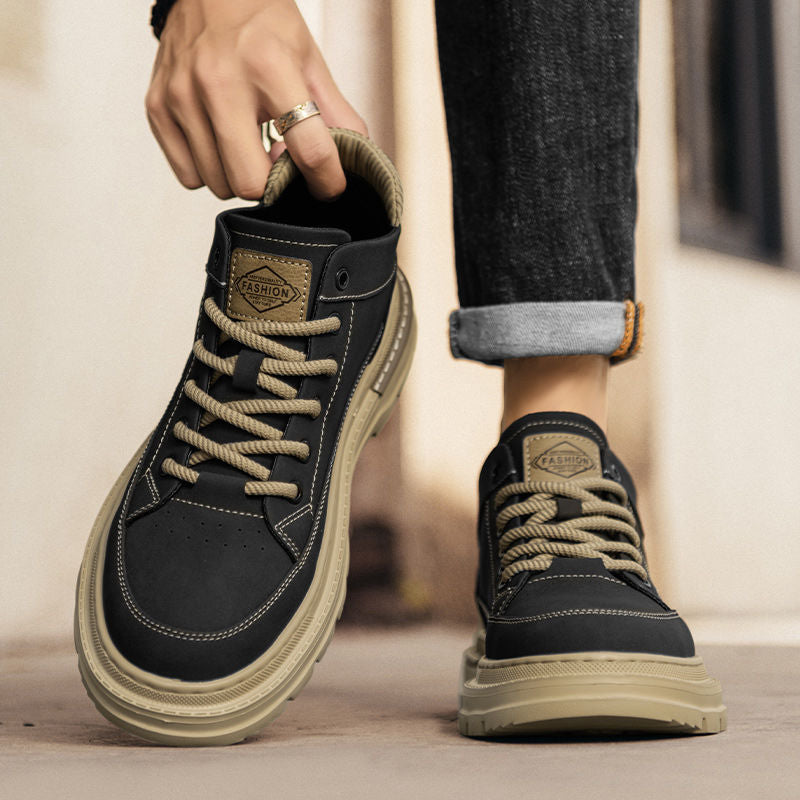 Men's British-Style Genuine Leather Waterproof Ankle Boots