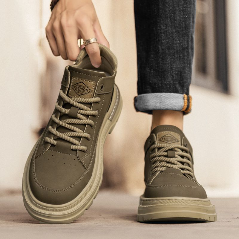 Men's British-Style Genuine Leather Waterproof Ankle Boots