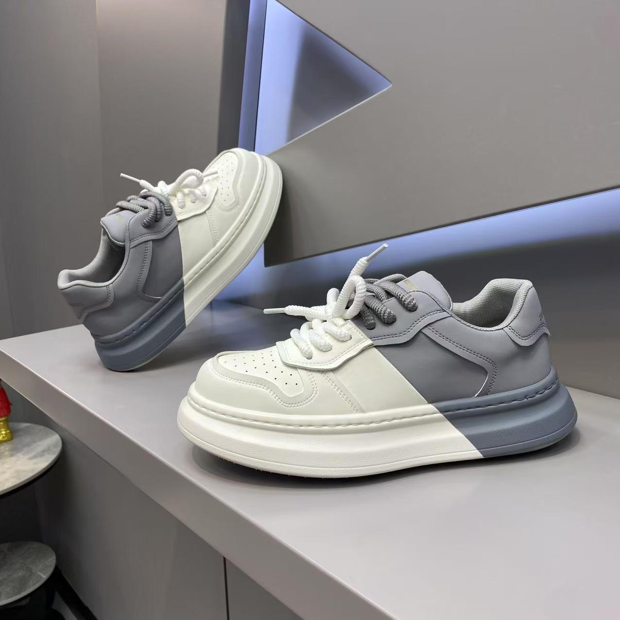 Men's Chunky Two-Tone White Sneakers