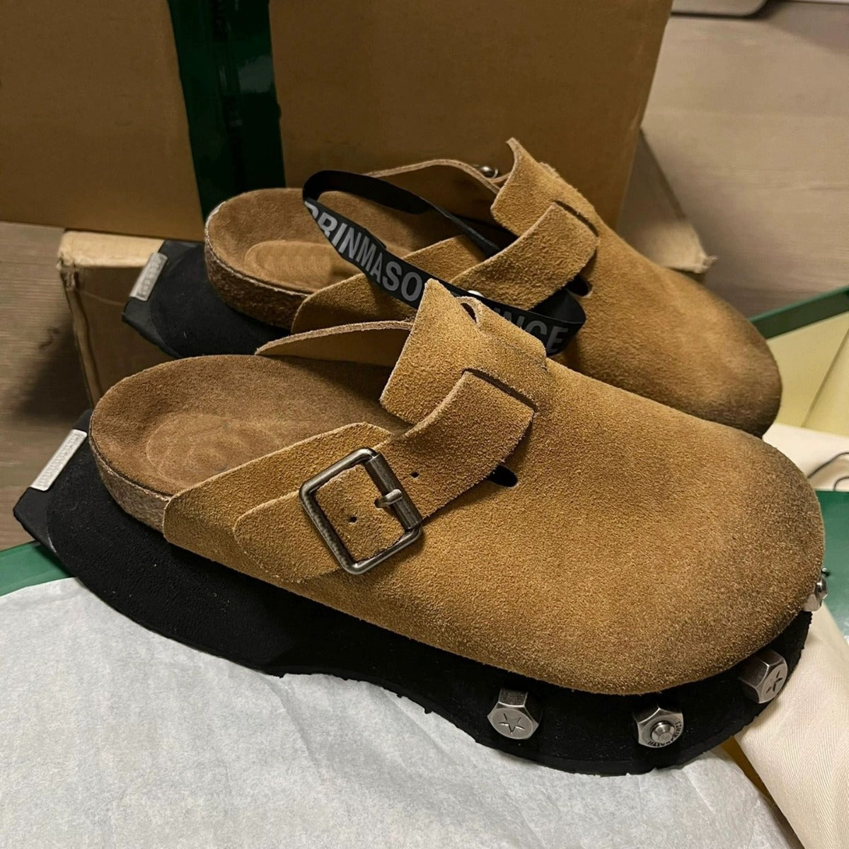 Vintage Genuine Leather Slip-On Mules