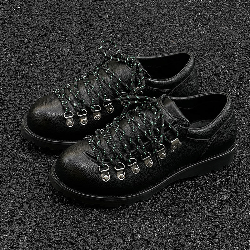 Men's Round-Toe Lace-Up Casual Leather Shoes