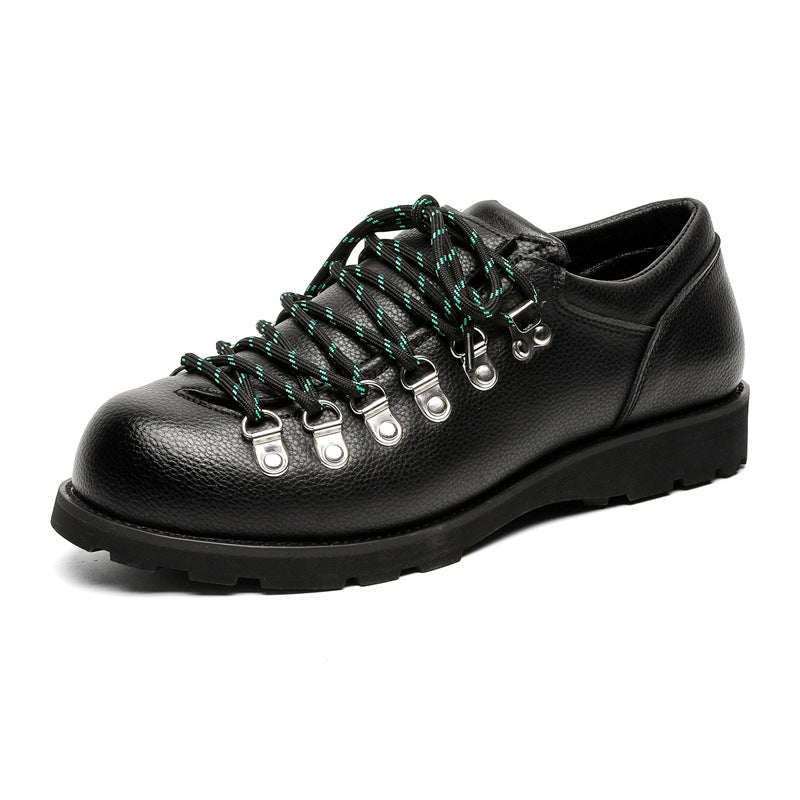 Men's Round-Toe Lace-Up Casual Leather Shoes
