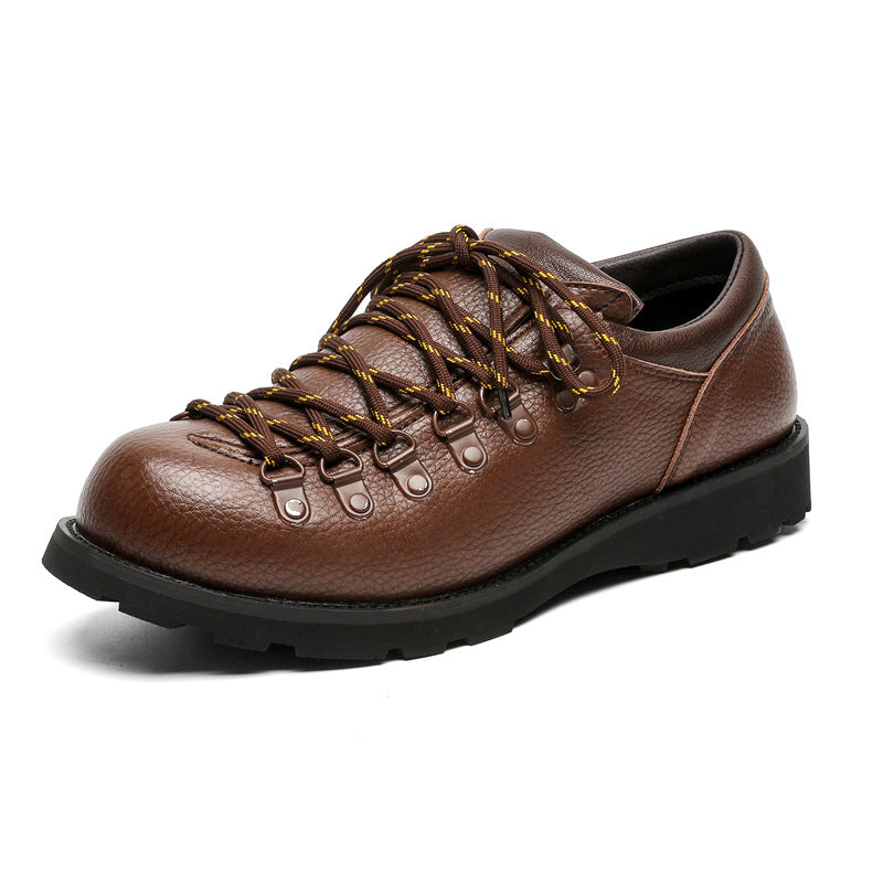 Men's Round-Toe Lace-Up Casual Leather Shoes