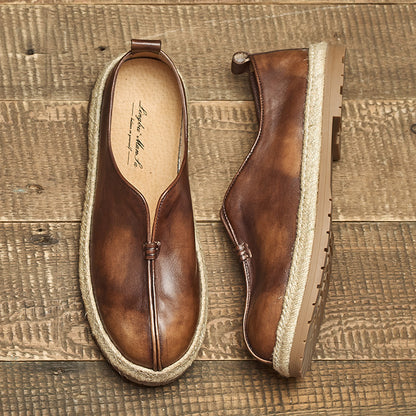 Men's Genuine Leather Vintage Slip-On Espadrilles