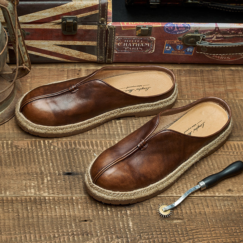 Men's Genuine Leather Vintage Slip-On Espadrilles