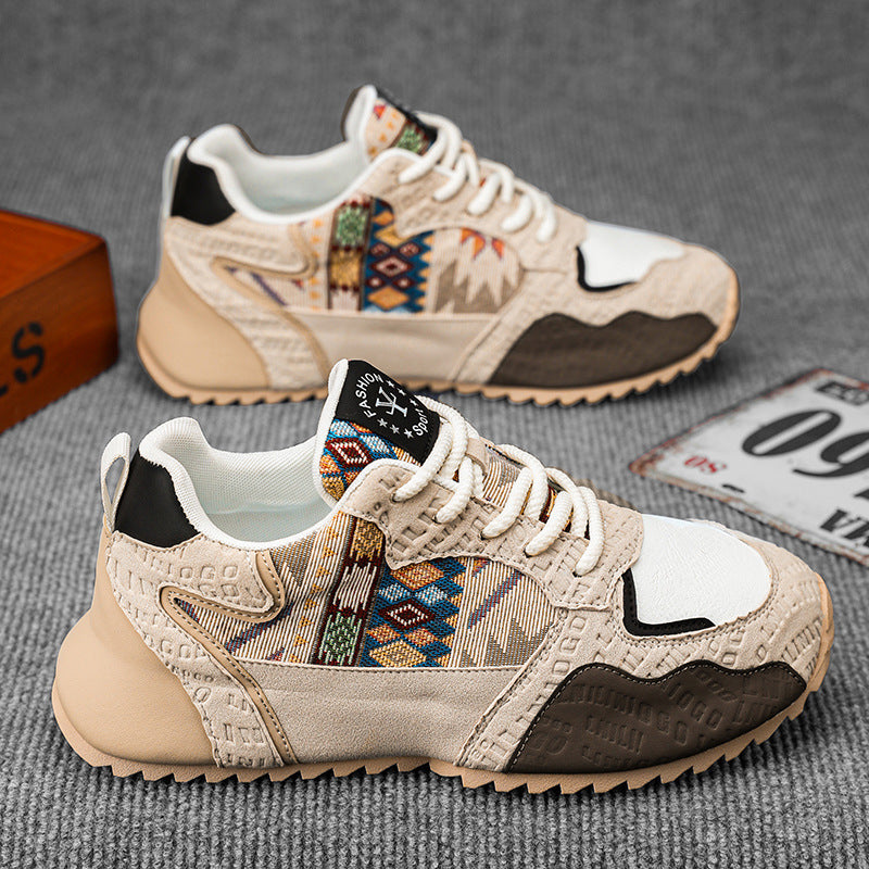 Men's Printed Leather Casual Sneakers