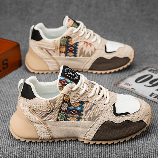 Men's Printed Leather Casual Sneakers