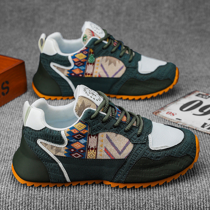 Men's Printed Leather Casual Sneakers