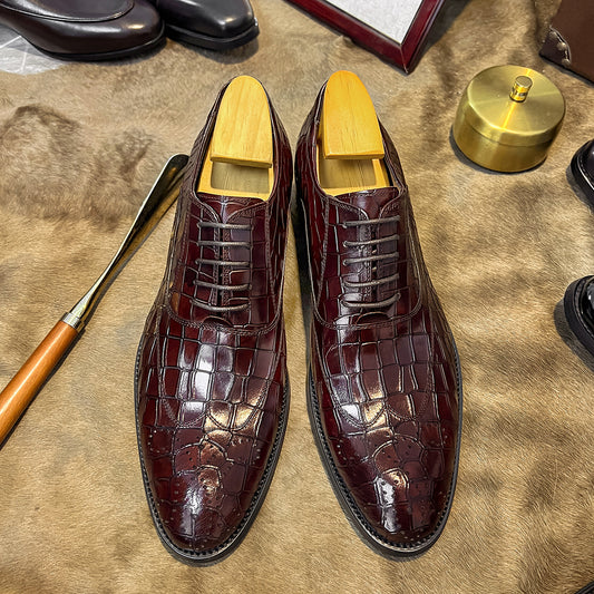 Men's British-Style Brogue Pointed-Toe Leather Shoes