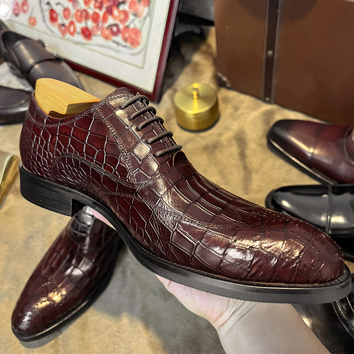 Men's British-Style Brogue Pointed-Toe Leather Shoes