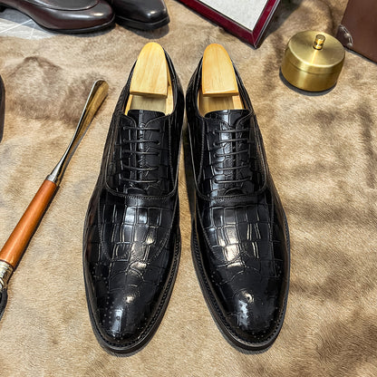 Men's British-Style Brogue Pointed-Toe Leather Shoes