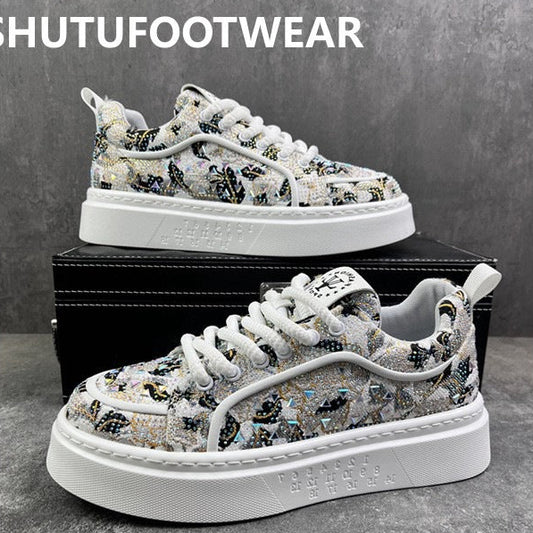 Men's Trendy Lightweight Casual Shoes with Hot-Fix Rhinestones