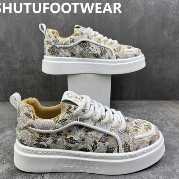 Men's Trendy Lightweight Casual Shoes with Hot-Fix Rhinestones