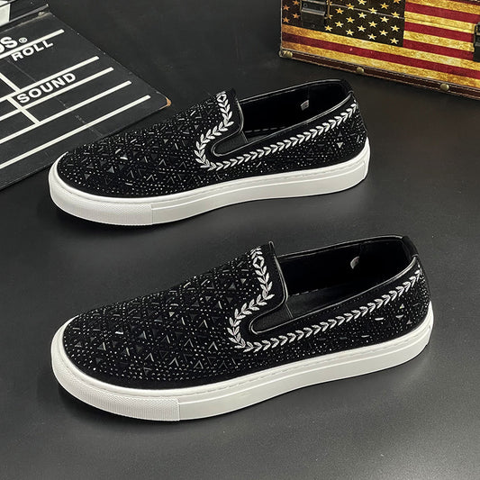 Men's Wheat Sheaf Rhinestone Slip-On Loafers