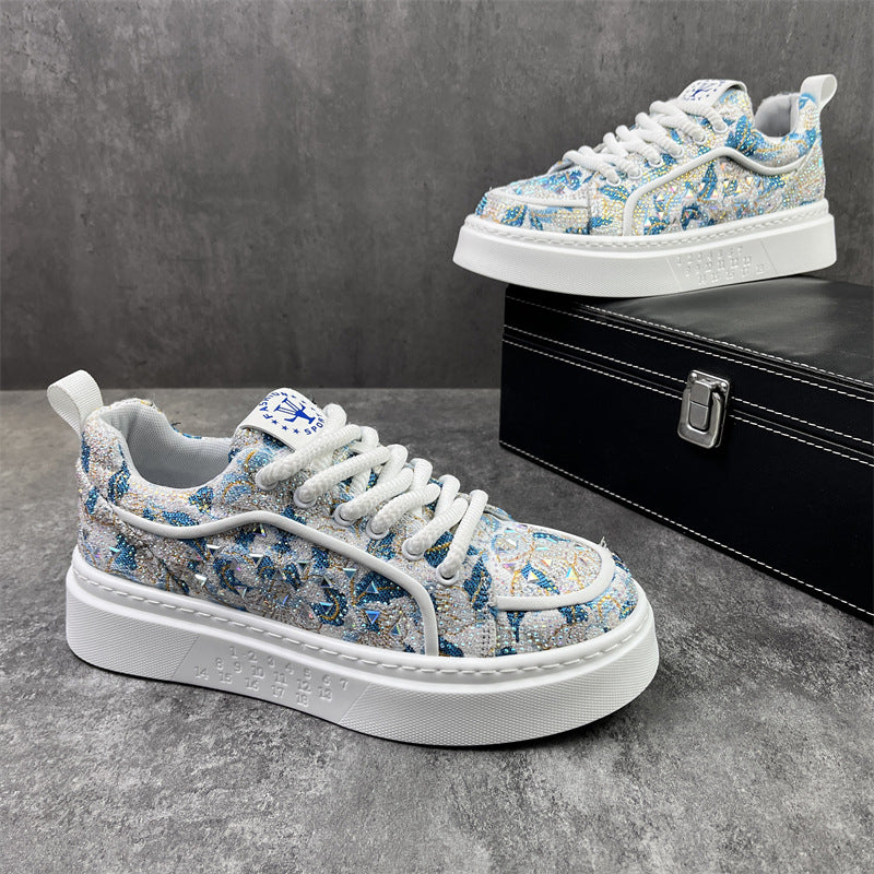 Men's Trendy Lightweight Casual Shoes with Hot-Fix Rhinestones