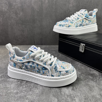 Men's Trendy Lightweight Casual Shoes with Hot-Fix Rhinestones