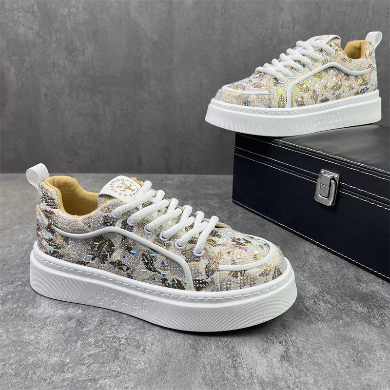 Men's Trendy Lightweight Casual Shoes with Hot-Fix Rhinestones