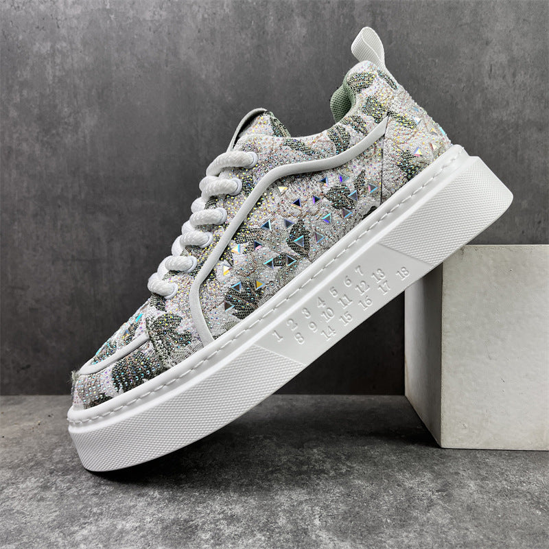 Men's Trendy Lightweight Casual Shoes with Hot-Fix Rhinestones