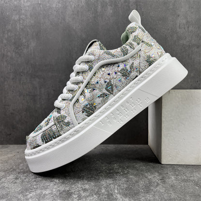 Men's Trendy Lightweight Casual Shoes with Hot-Fix Rhinestones
