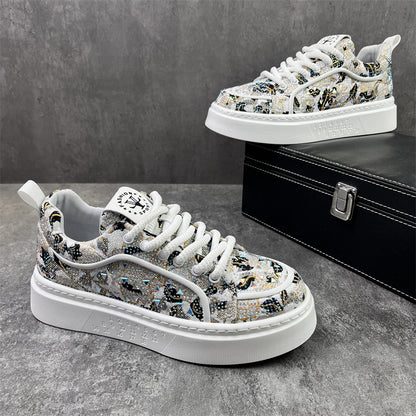 Men's Trendy Lightweight Casual Shoes with Hot-Fix Rhinestones