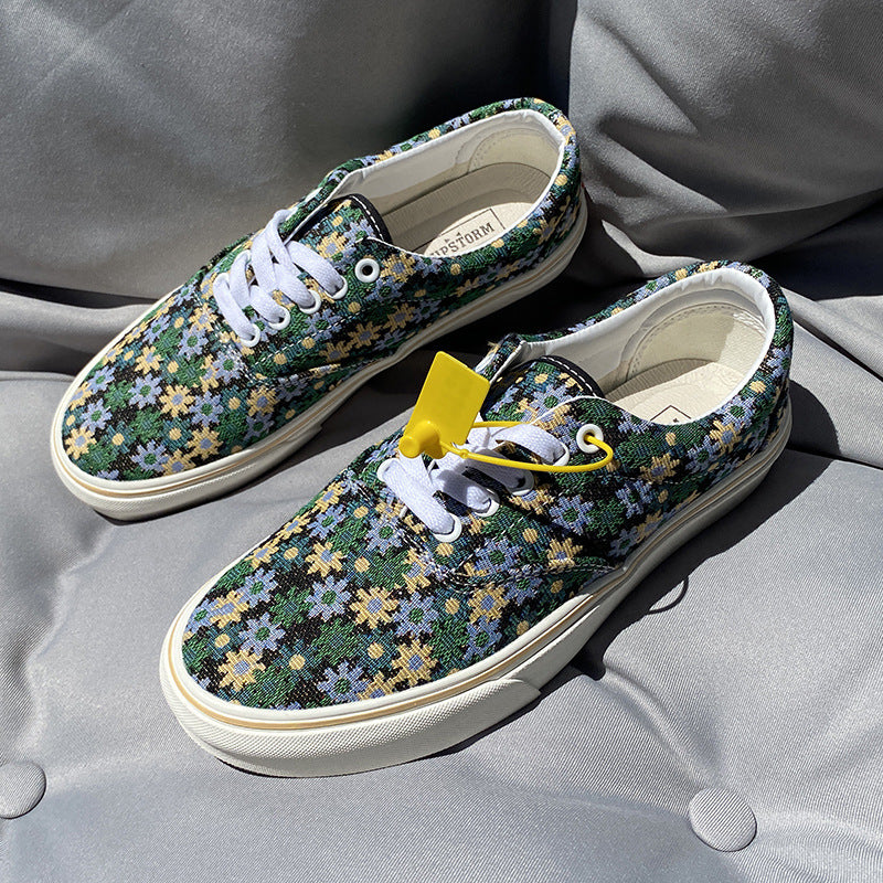 Men's Green Floral Canvas Shoes