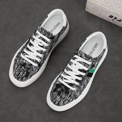 Men's Bear-Patterned Casual Canvas Shoes