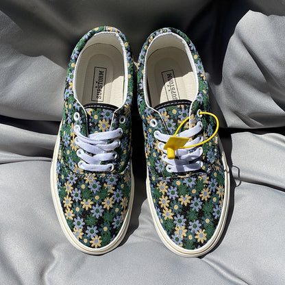 Men's Green Floral Canvas Shoes
