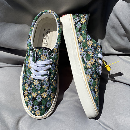 Men's Green Floral Canvas Shoes