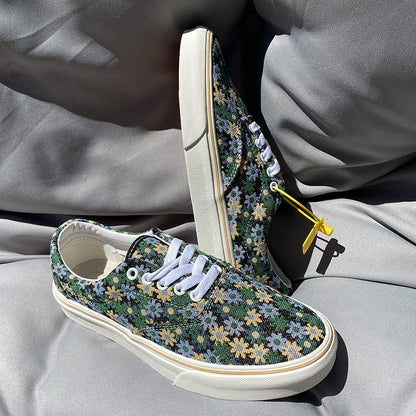Men's Green Floral Canvas Shoes