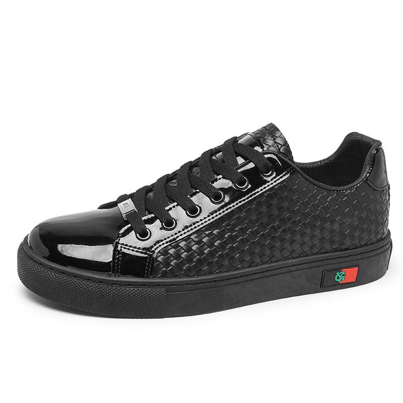 Men's Woven Leather Panel Board Shoes