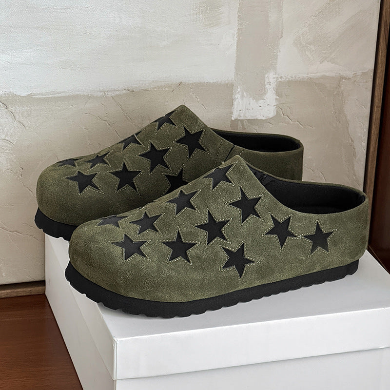 Slip-On Closed-Toe Star-Patterned Slippers