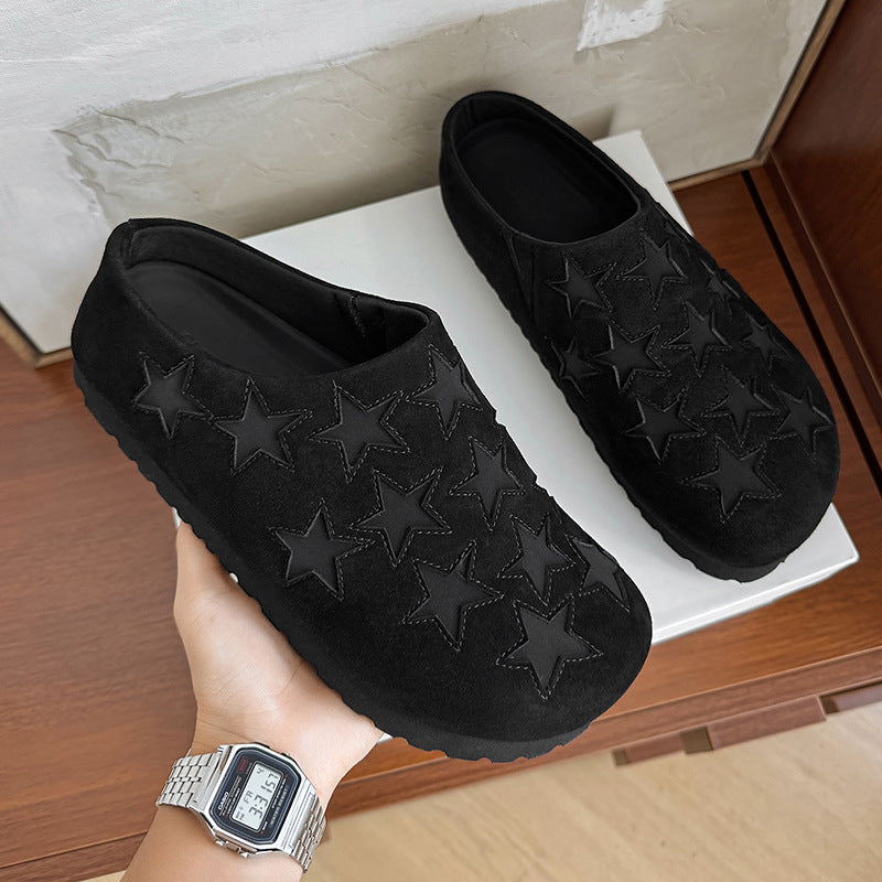 Slip-On Closed-Toe Star-Patterned Slippers